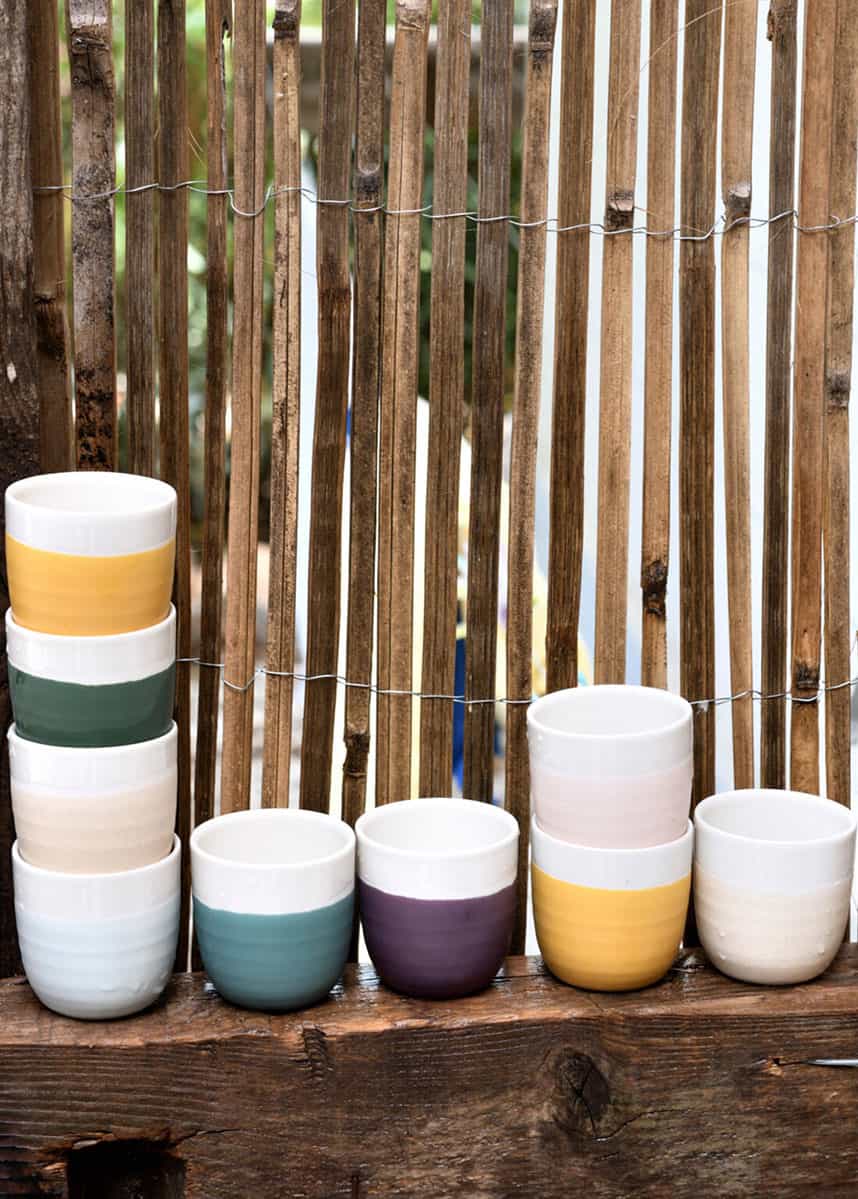Goblets en céramique différentes couleurs Jardin de Maguelone Jars